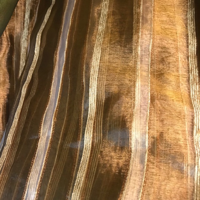 CURTAIN, Brown Gold Stripe Sheer